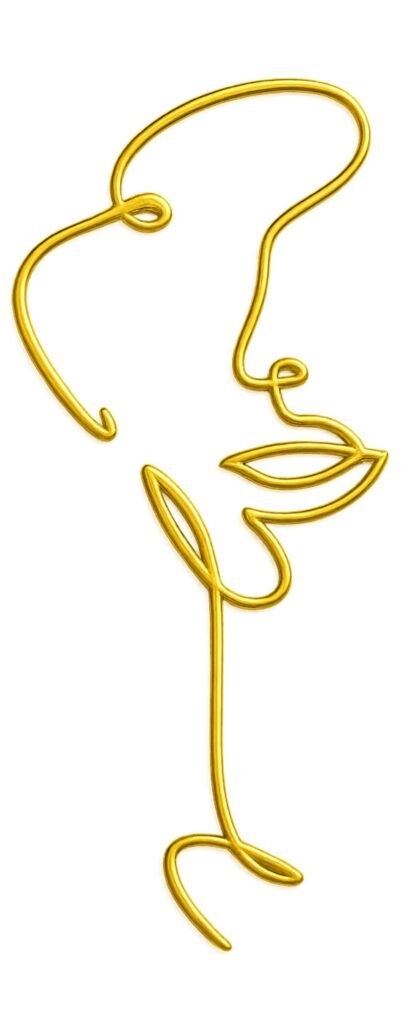 Golden face line art icon – sacred minimalist portrait symbol for The Digitized Botanica branding.