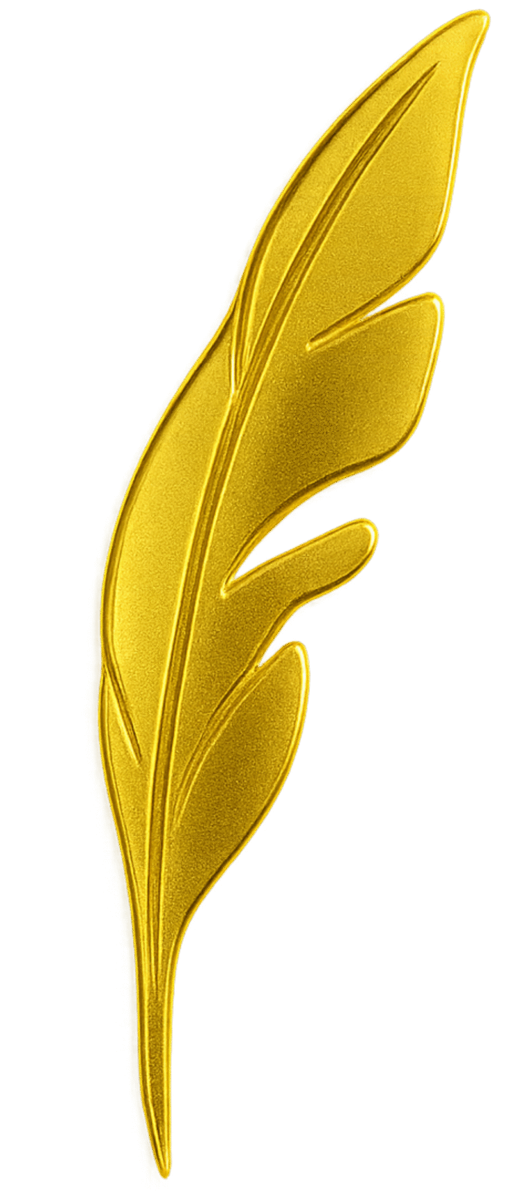 Golden feather quill icon – sacred writing symbol for The Digitized Botanica digital journals.