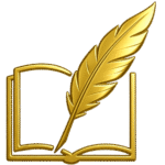 Golden journal and quill icon symbolizing sacred writing, spiritual journaling, and divine authorship for The Digitized Botanica.